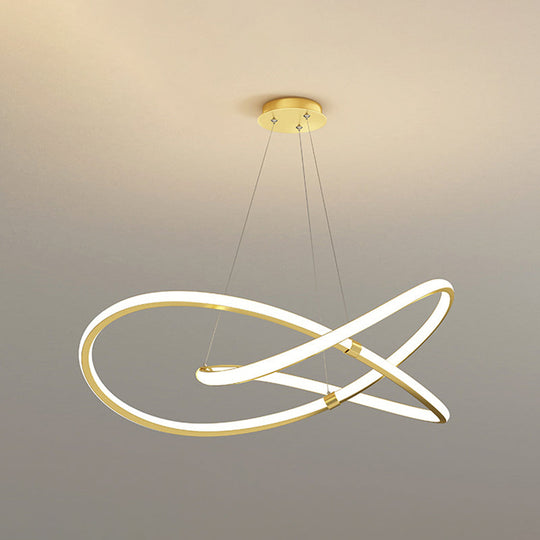 Modern Twist Chandelier Pendant Light For Living Room - Sleek Metal Design Gold / 39.5 Remote