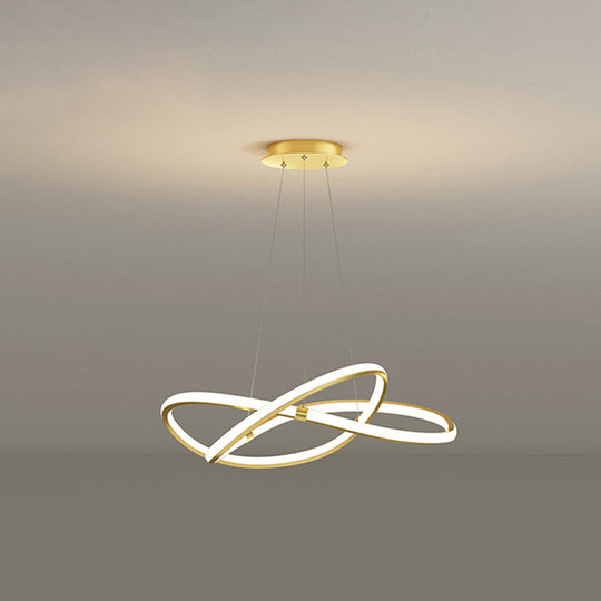 Modern Twist Chandelier Pendant Light For Living Room - Sleek Metal Design Gold / 23.5 Remote