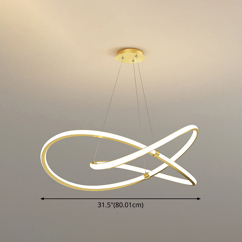 Modern Twist Chandelier Pendant Light For Living Room - Sleek Metal Design
