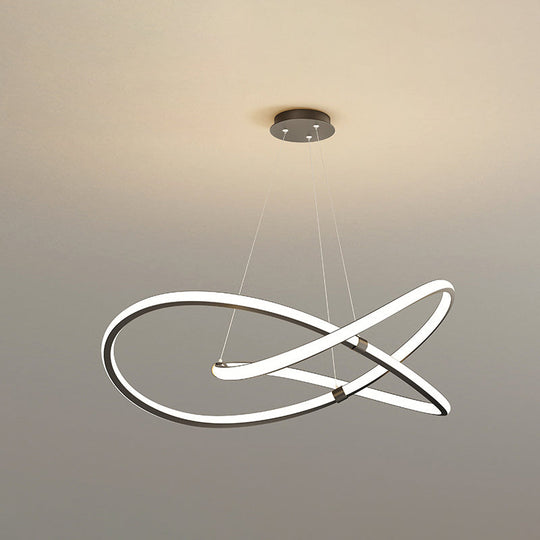 Twist Chandelier Metal Pendant Light For Living Room - Ultra-Modern Design Black / 31.5’ White