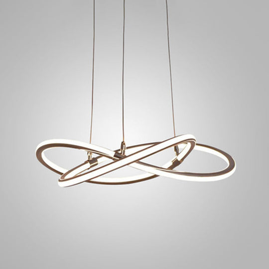 Modern Metal Strip Chandelier Pendant Light With Hanging Cord For Restaurants Gold / 31.5