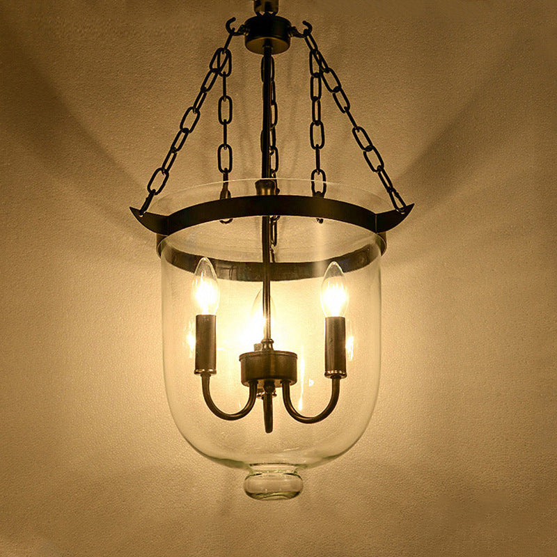 Industrial Style Black Bucket Chandelier Pendant For Dining Room Lighting