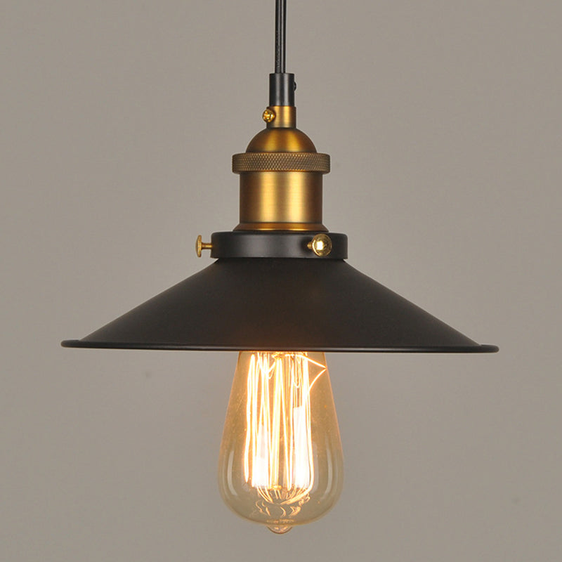 Industrial Style Metal Cone Pendant Lamp In Black