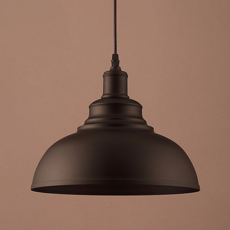 Vintage Metal Bowl Pendant Light With Painted Shade - Hanging Ceiling Fixture