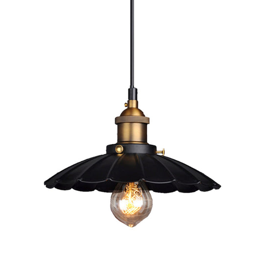 Black Scalloped Metal Pendant Lighting For Farm-Styled Coffee Shops