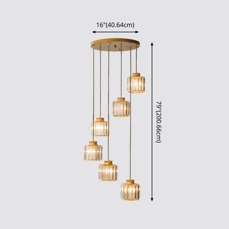 Modern Prismatic Crystal Pendant Light | Multi-Hang Ceiling Fixture For Stairways
