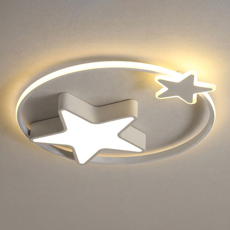 Star - Shaped Kids Led Ceiling Light For Bedroom White / Remote Control Stepless Dimming 18’