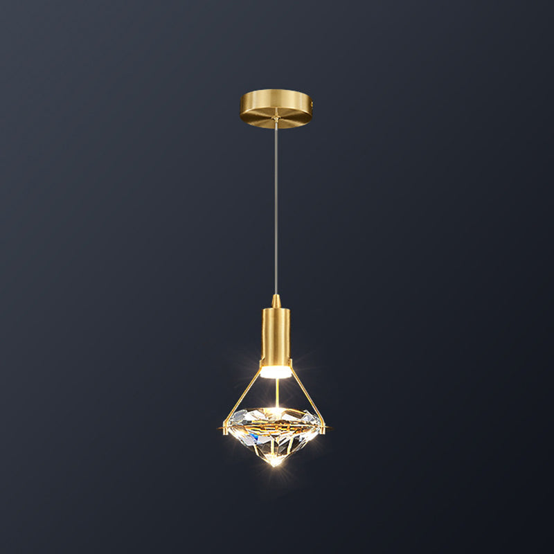 Brass Crystal Pendant Light With Led Modern Diamond Ceiling Lighting For Bedroom 1 /