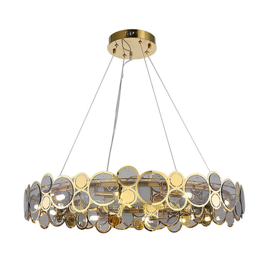 Brass Finish Crystal Pendant Ceiling Light With Glass Shade For Spacious Bedrooms