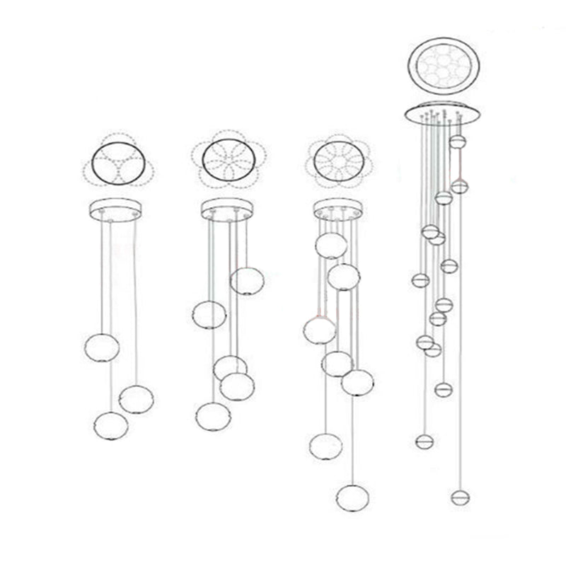 Modern Nordic Led Clear Bubble Glass Mini Pendant Light - Round Stair Hanging Lamp