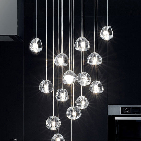 Modern Nordic Led Clear Bubble Glass Mini Pendant Light - Round Stair Hanging Lamp 14 /