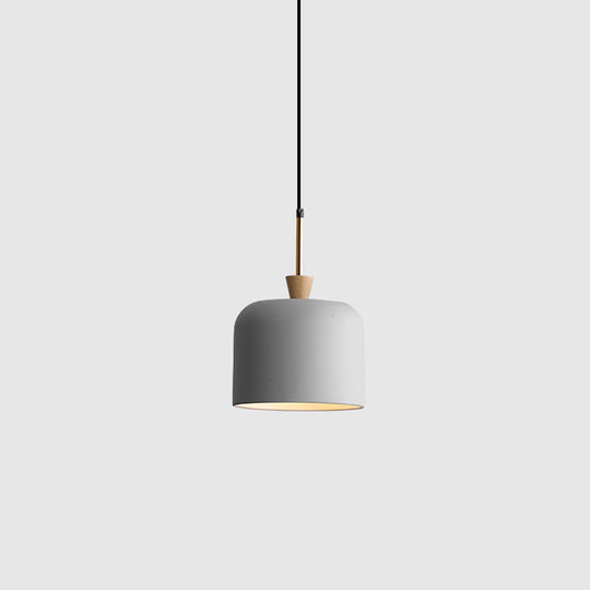 Colorful Macaron Pendant Light With Metal Shade - Industrial Hanging Lamp Grey / 8’
