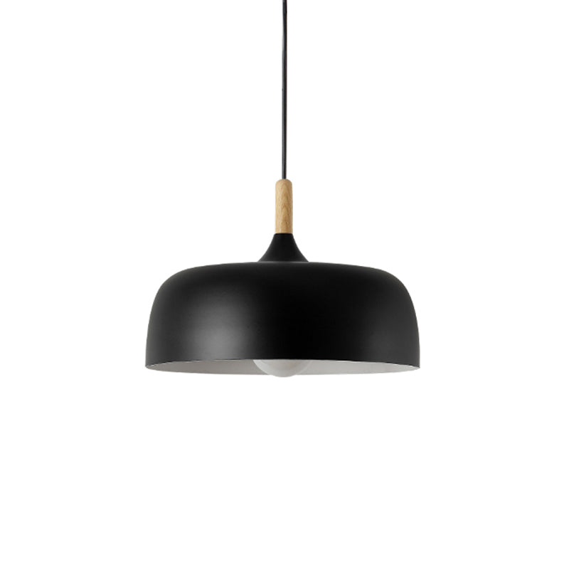 Modern Led Ceiling Pendant Light With Wood Lamp Socket - Macaron Color Option Black / 12’