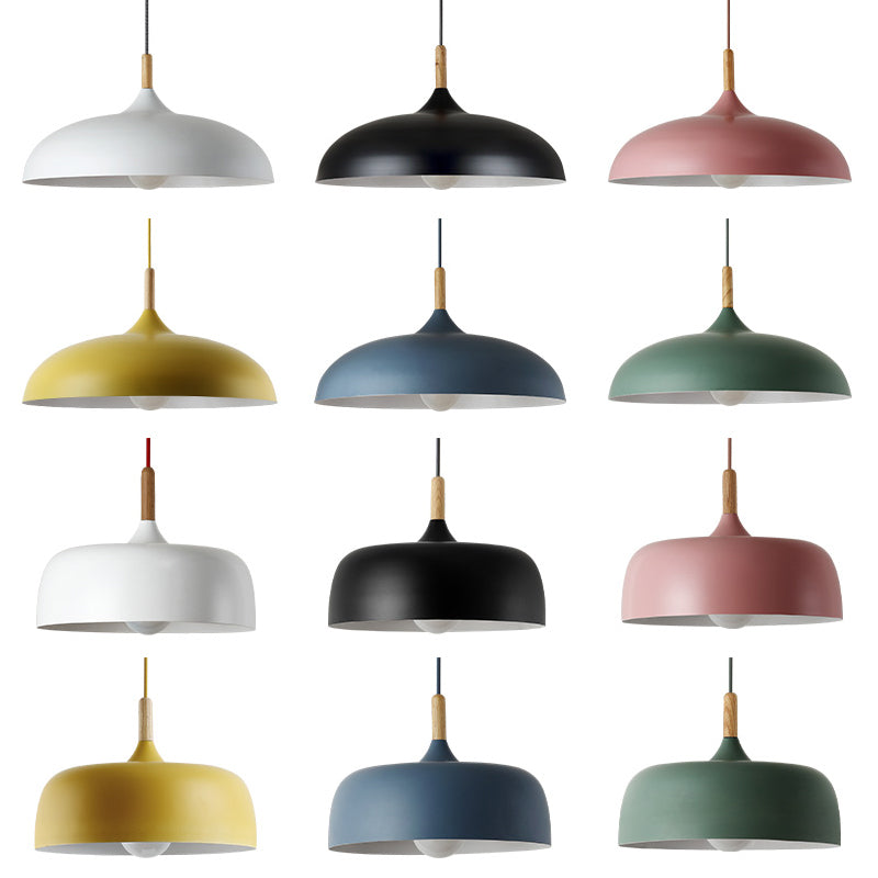 Modern Led Macaron Color Ceiling Pendant Light With Wood Lamp Socket