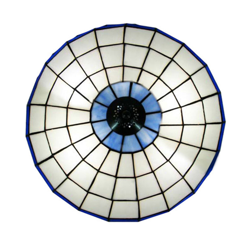 Traditional Flush Mount Glass Ceiling Lamp - Bedroom Lighting Blue / 12