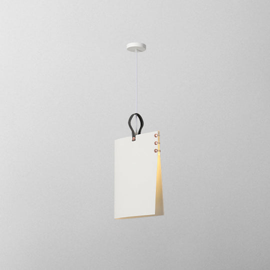 Metal Art Deco Pendant Light Fixture - Stylish Rectangle Design 1-Light White / 16