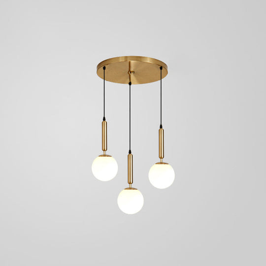 Minimalist Globe Pendant Light - Modern Metal Hanging Lamp For Living Room 3 / Brass