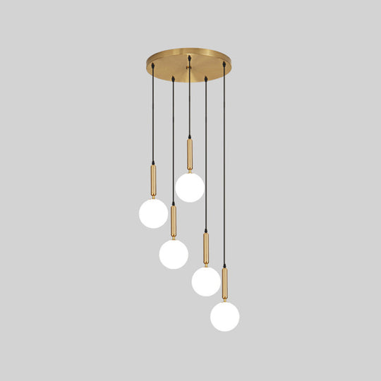Minimalist Globe Pendant Light - Modern Metal Hanging Lamp For Living Room 5 / Brass