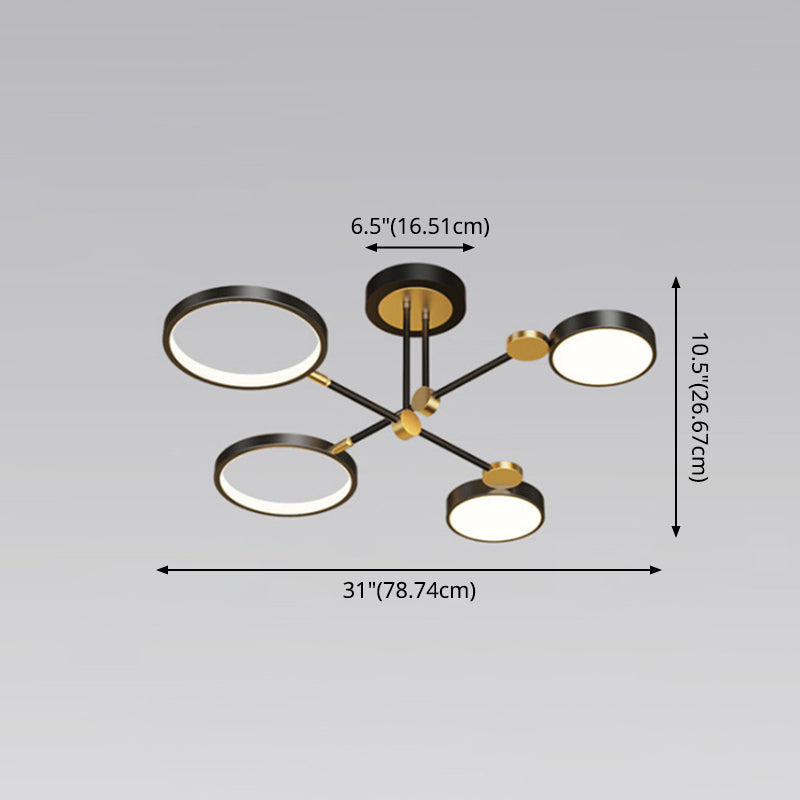 Modernist Metal Ring Chandelier Pendant Light With Hanging Cord - Perfect For Living Room