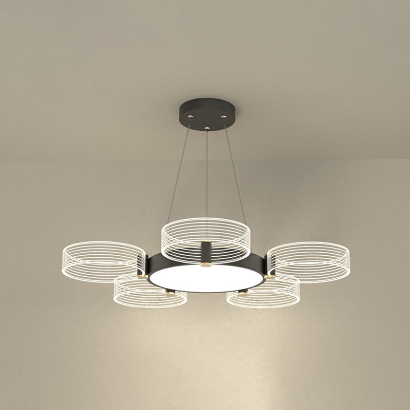 Modern Acrylic Circle Pendant Light For Living Room - Stylish Chandelier Ceiling Lighting