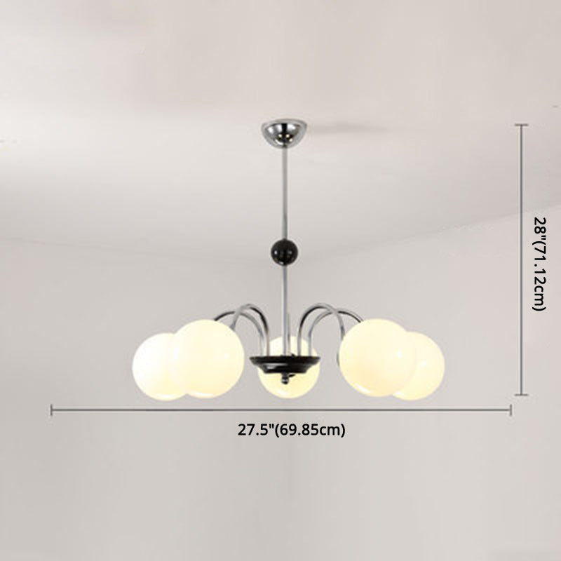 Modern White Glass Globe Chandelier For Bedroom Lighting