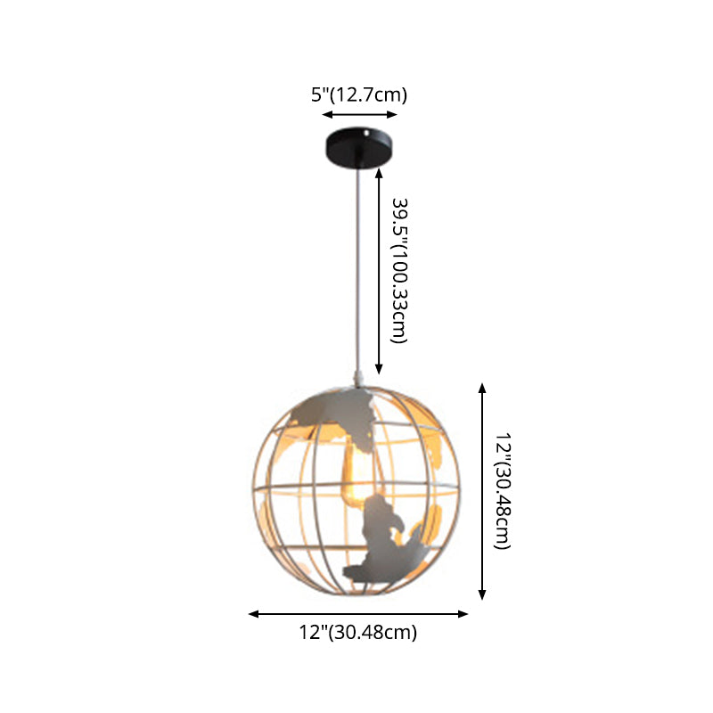Industrial Metallic Pendant Light With Cage Globe Design For Coffee Shop - 1 Ceiling Fixture