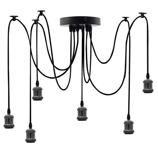 Industrial Style Aluminum Multi Pendant Light With 6 Spider-Style Drop Ceiling Lights For Bar