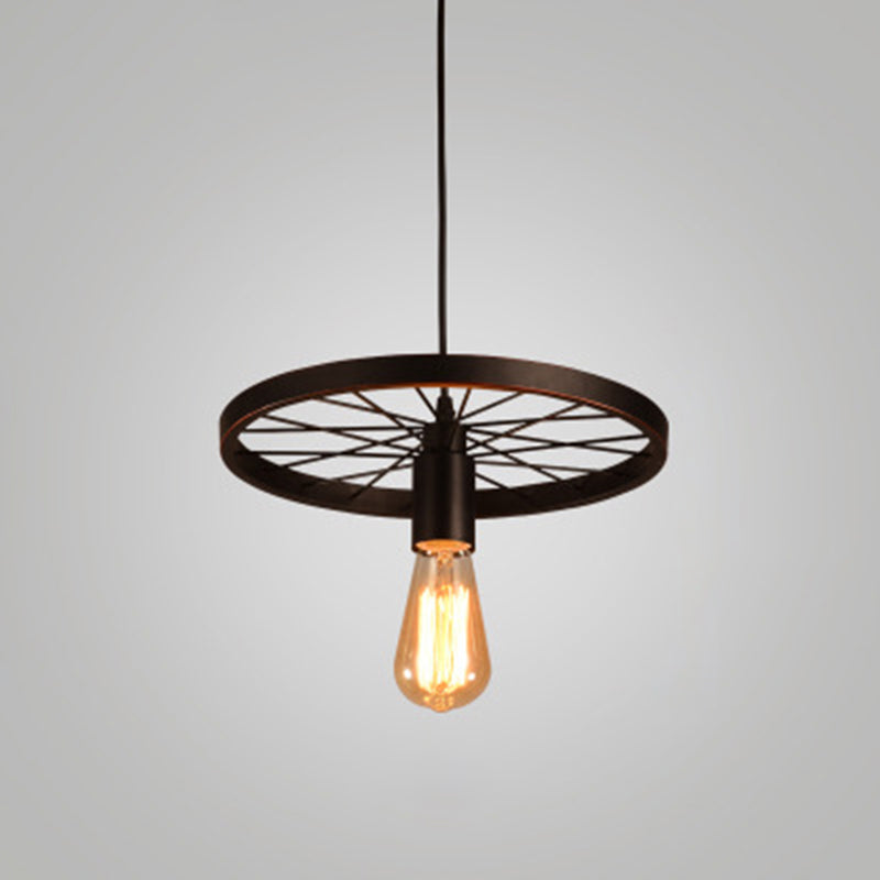 Industrial Style Metallic Multi-Light Pendant With Wheel Design - Perfect For Restaurants 1 / Black
