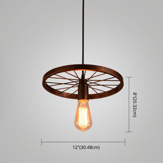 Industrial Style Metallic Multi-Light Pendant With Wheel Design - Perfect For Restaurants