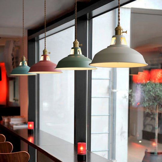 Marta - Industrial Macarons Barn Shade Pendant Light Metal 1-Light Lighting For Restaurant