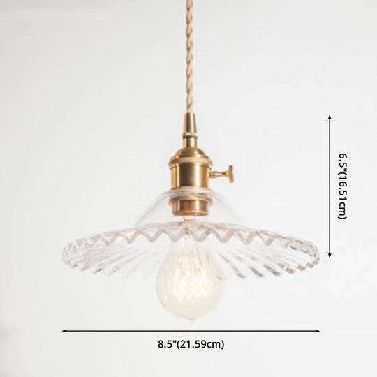 Vintage Industrial Scalloped Glass Pendant Light For Living Room