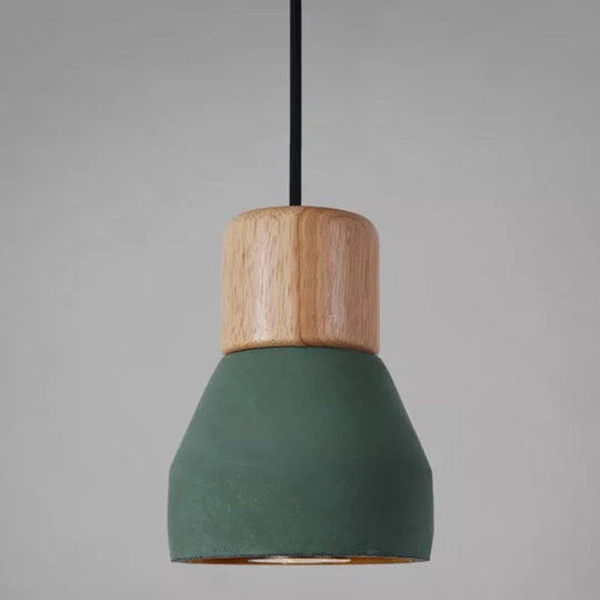 Nordic Minimalist Style Cement Tapered Hanging Light - 1-Light Restaurant Down Mini Pendant Green