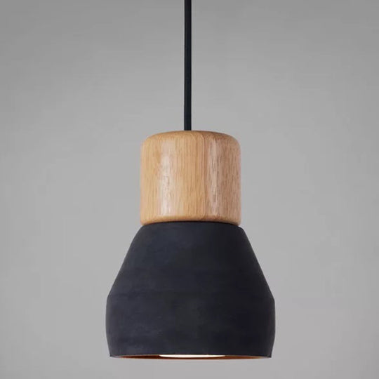 Nordic Minimalist Style Cement Tapered Hanging Light - 1-Light Restaurant Down Mini Pendant Black