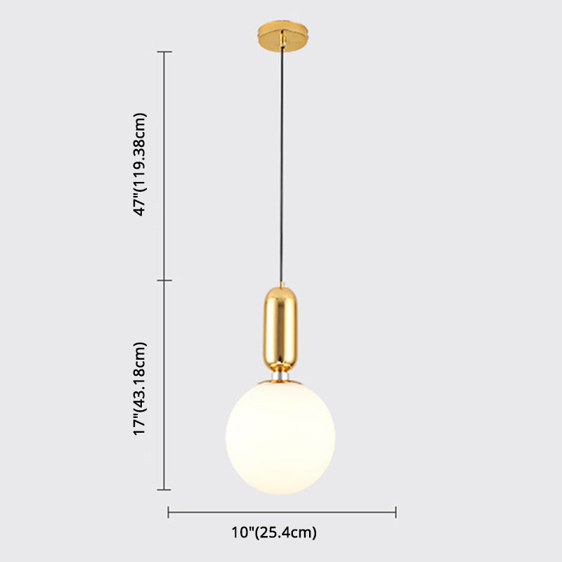 Mid-Century Opal Frosted Glass Globe Pendant Light Elegant 1-Light Hanging Lamp
