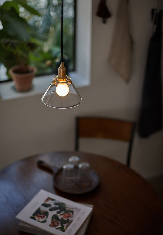 1-Light Clear Glass Cone Pendant Lamp – Industrial Minimalist Style For Living Room