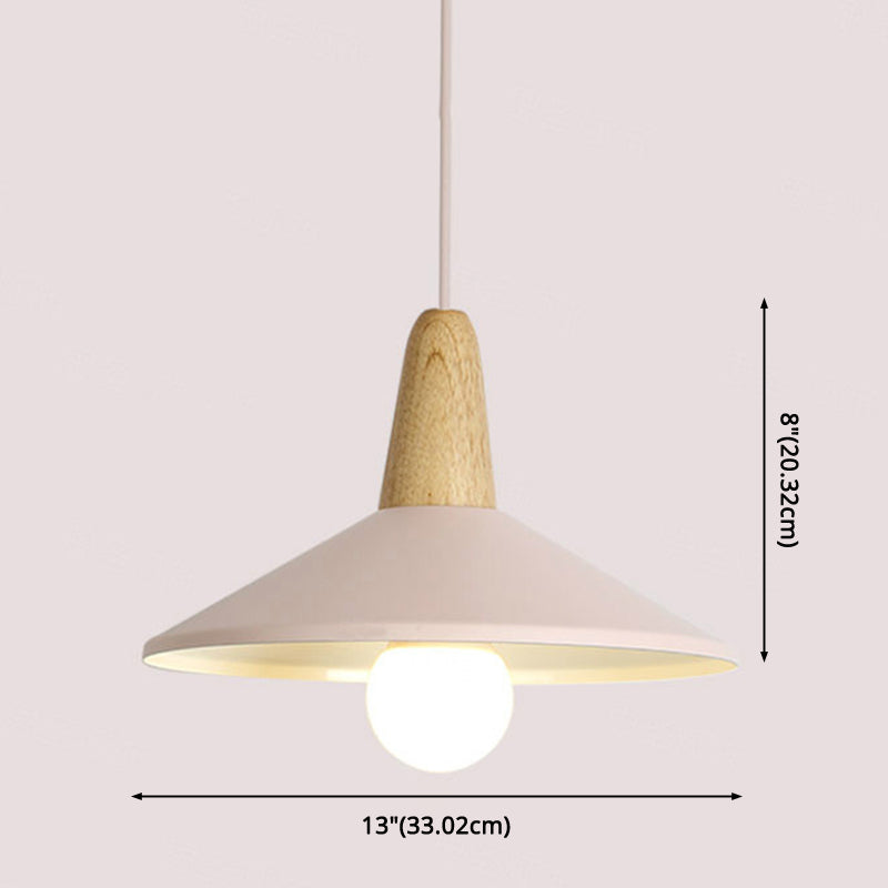 Nordic Style Metal Hanging Pendant Lamp With Wooden Top - Ideal For Restaurants