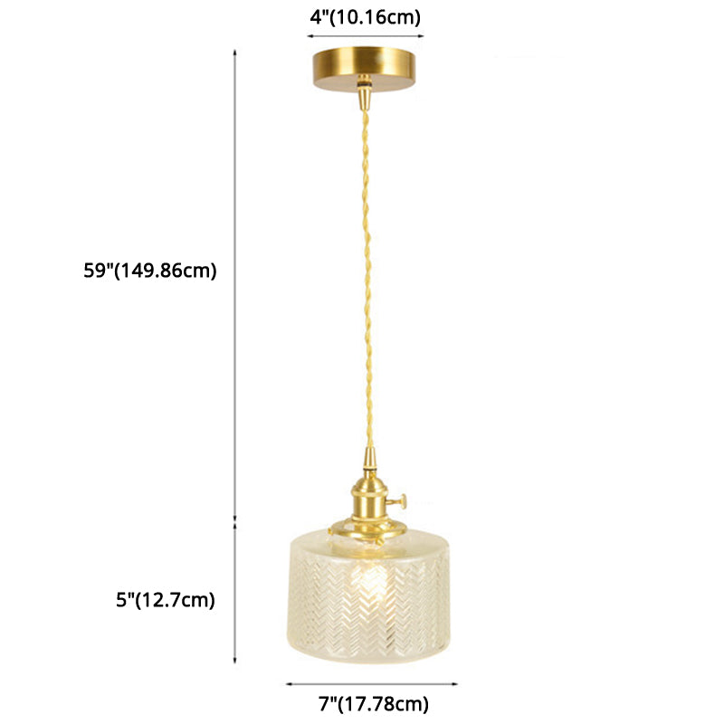 Wavy Glass Pendant Light - Vintage Industrial 1 Hanging Lamp