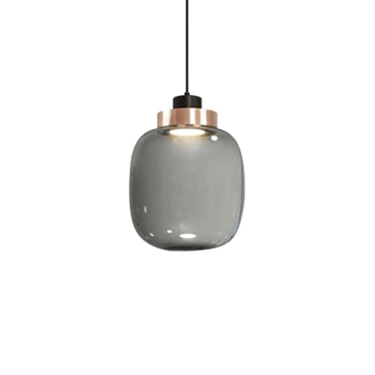 Hand Blown Glass Mason Jar Pendant Light With Modern Design Smoke Gray / 7