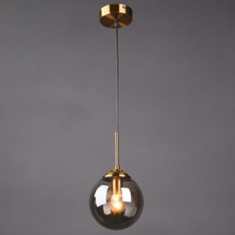 Modern Minimalist Hanging Lamp - Globe Glass Shade Pendant Light Smoke Gray