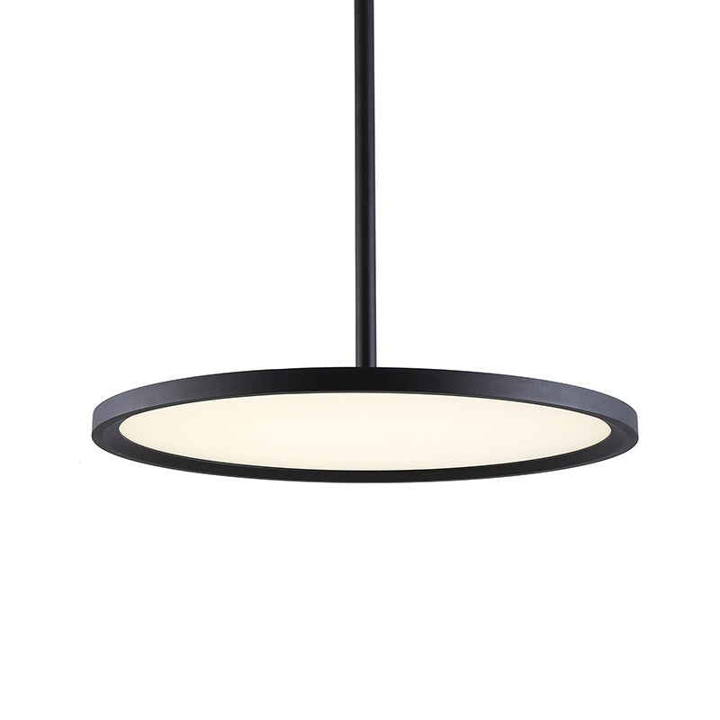 Minimalistic Led Pendant Ceiling Light With Hanging Rod And Flat Shade