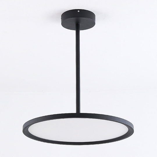 Minimalistic Led Pendant Ceiling Light With Hanging Rod And Flat Shade
