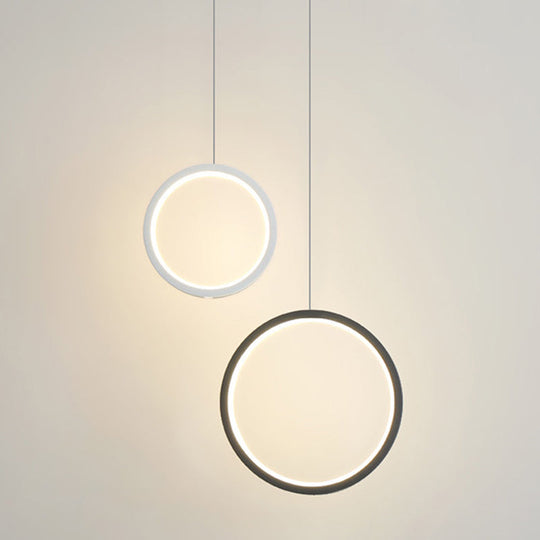 Sleek Metal Led Hanging Lamp Kit - Stylish Ring Pendant Light For Bedside Suspension 2 /