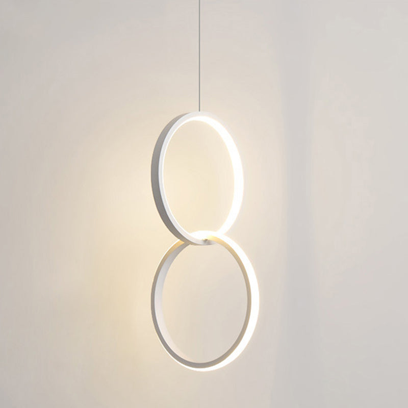 Sleek Metal Led Pendant Light Kit: Minimalist Ring Design For Bedside Suspension 2 / White Natural