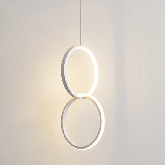 Sleek Metal Led Hanging Lamp Kit - Stylish Ring Pendant Light For Bedside Suspension 2 / White