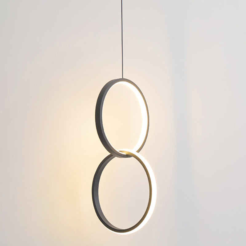 Sleek Metal Led Hanging Lamp Kit - Stylish Ring Pendant Light For Bedside Suspension 2 / Black Warm