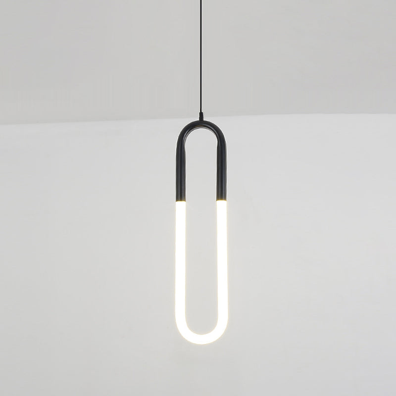 Minimalist U-Shaped Acrylic Led Ceiling Pendant Light Fixture For Living Room Black