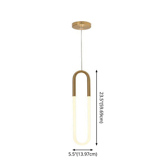 Minimalist U-Shaped Acrylic Led Pendant Light Fixture For Living Room Ceiling