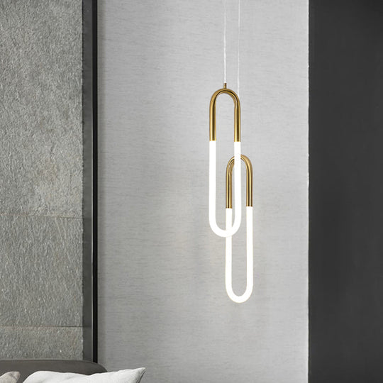 Minimalist U-Shaped Acrylic Led Pendant Light Fixture For Living Room Ceiling