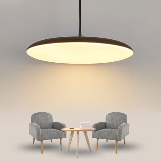 Sleek Round Led Pendant Metal Ceiling Hang Light With Acrylic Diffuser For Dining Room