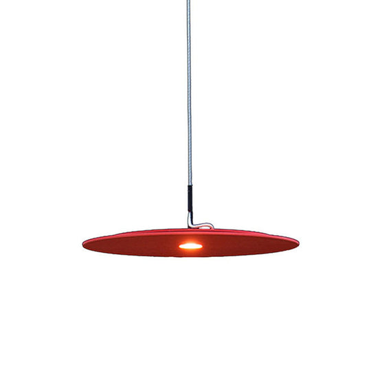 Minimalist Disk Pendant Lamp - Metallic Led Suspension Light Fixture For Decorative Diner Bars